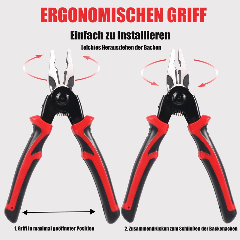 HARDZTOOL 5-in-1 Multifunctional Pliers Set, 8 Inch Electrician Pliers Set