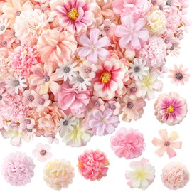 Cindeer 200 Pcs Fake Flower Heads for Crafts Mini Silk Flower Heads Faux Rose Artificial Daisy Blossom Heads Decorative Flowers for Home Bride Bridesmaid Wedding Centerpieces, 2-7 cm(Pink)