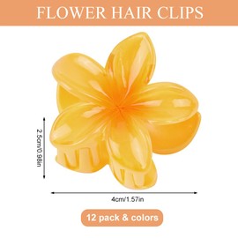 Alaoo 12Pcs Flower Hair Clip, Nonslip Hawaiian Flower Claw Clip Summer Accessories for Medium Thick Hair Women and Girls