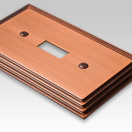 Amerelle Steps Triple Rocker Cast Metal Wallplate in Antique Copper