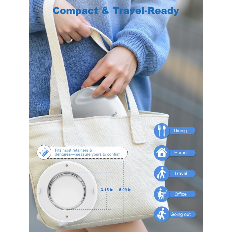 KUNPHY Ultrasonic Retainer Cleaner Machine, 48kHz Dental Cleaning Pod for