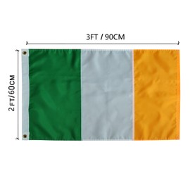 Ireland Flag 2x3Ft- Irish National Flag Sewn Stripes Premium Irish Flags Outdoors Indoors 210D Heavy Duty Oxford Flag With Brass Grommmets