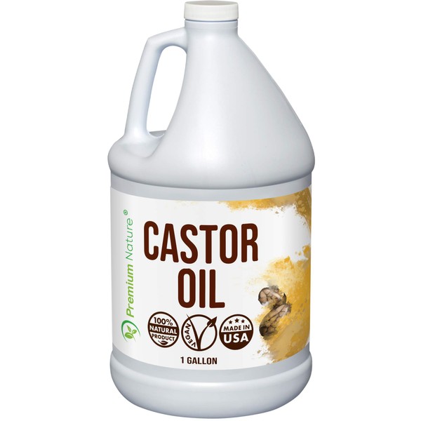 Castor Oil Pure Carrier Oil - Cold Pressed Castrol Oil for Essential Oils Mixing Natural Skin Moisturizer Body & Face, Eyelash Caster Oil, Eyelashes Eyebrows Lash & Hair Growth Serum 1 Gallon