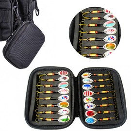 16 Pcs Fishing Lures Spinner Baits, Hard Metal Spinner Baits for Bass Trout Salmon, Spinnerbait Spoons Kit with Triple Fishing Hooks, Fishing Gears for Freshwater Fishing (A-01)