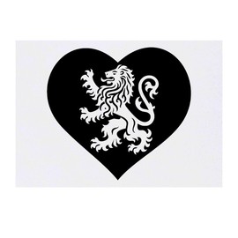 'Heraldic Lion Within Heart' Temporary Tattoo - Water Resistant, Skin-Safe, Non-Toxic Transfer (TO00084863)
