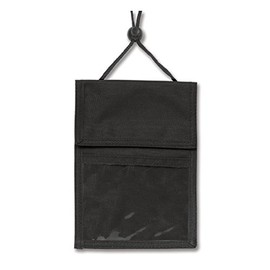 Black 3-Pocket Credential Wallet W/Pen Compartment W/Adjustable Neck Cord