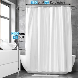 Valneo Shower curtain with anti-mould effect, white, 180 x 200 cm. / 70.8 x 78.7 inches. incl. Fixing rings.