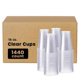 Comfy Package [Case of 1,440 16 oz. Clear Plastic Cups Disposable - Cold Party Drinking Cups for Events and Everyday Use