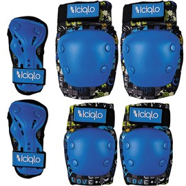 ICIQLO Kit De Proteccion con Rodilleras Coderas Y Muñequeras Infantil Patinaje y Ciclismo (Azul)