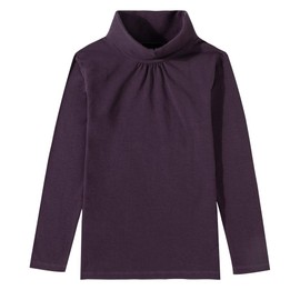 UNACOO Girl's Long Sleeve Turtleneck Shirts Super Soft Cotton Tops Purple