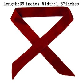 10 Pieces Skinny Long Thin Satin Small Scarf Bag Scarf Sash Ribbon Choker for Women Girls (Wine red)