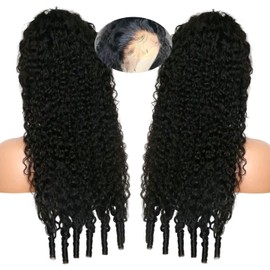 Burmese Curly 13x6 Full Lace Frontal Wigs human hair 250% Density Water Wave for Black Women Wet and Wavy Pre Plucked HD Lace front wigs human hair with Spiral End Natural Color