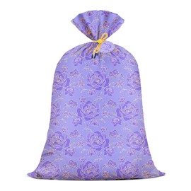 KIDAJOY Extra Large Purple Flower Gift Bag Plastic 36x56 Inch Jumbo Purple Rose Gift Bags for Women Girls Birthdays Mother's Day Weddings Party Favors Supplies Gold