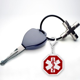 JunyiDIY Medical Keychain for Men Women Elderly Blood Emergency Keychain Stainless Steel Waterproof Jewelry, Epilepsy White