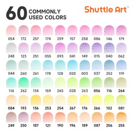 Shuttle Art 色鉛筆 60色セット パステル カラーペン 大人の塗り絵 イラスト デザイン スケッチ 落書き マカロン 缶ケース・カラーチャート付き 収納便利 子供 女の子 初心者 アーティスト 入園・入学お祝い プレゼント
