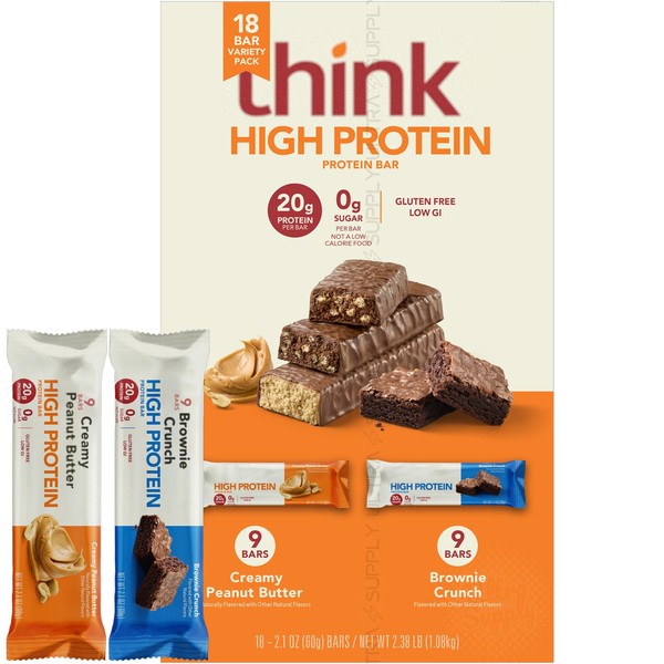 think_thins High Protein Bars (18 Count.) Creamy Peanut Butter &