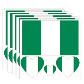 20 PCS Nigeria Flag Tattoo,Nigerians Banner Tattoos Decoration Decal, Rectangle Heart Waterproof Sticker for Party Parade