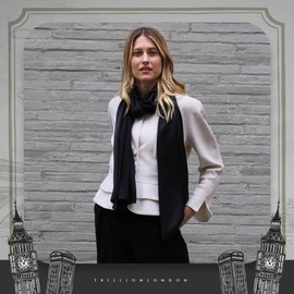Trillion London® Spring Collection | Silk Scarf for Women | Lightweight Women's Scarves | Neckerchief for Women | Scarves, black