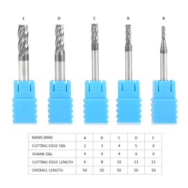 Jeanoko 8pcs Carbide End Mill Tungsten Steel Milling Cutter 4 Flutes Carbide End Mill Set Cutter Tool Kit 2-12mm
