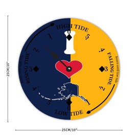 Alaska Flag Wood Tidal Clock Ocean Time Maritime Coastal Beach High Tide Low Tide Clock Rustic Wooden Nautical Tide Movement Vintage Decor for Beach House Kitchen Wall Art 10x10 in