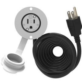 Journeyman-Pro 10' Foot 15A Waterproof Outdoor Power Port Panel/Wall Outlet Kit Extension Cord