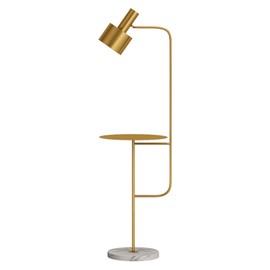 Hsyile Lighting KU300217 Contemporary Modern Creative Floor Lamp with a Table,Suitable for Living Room,Den,Office,Bedroom - E26 Base - Brushed Brass Finish