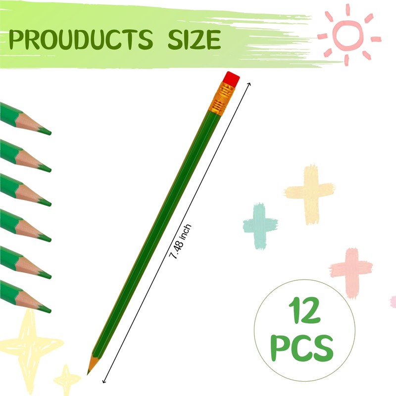 LCPQMZGH 12 Pcs Erasable Checking Pencils, Pre-Sharpened, for Marking, Coloring,