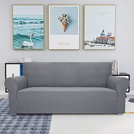 JIVINER High Stretch Couch Covers for 3 Cushion Couch 1-Piece Extra Large Sofa Covers with Elastic Bottom Anti Slip Elastic Sofa Slipcover Furniture Protector for Pets (XL Sofa, Light Gray)