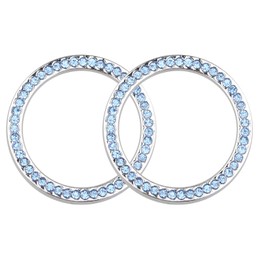 Futheda 2pcs Car One Key Engine Start Button Ring Sticker Emblem Crystal Rhinestone Ring Auto Start Engine Ignition Key & Button Bling Car Interior Decorative Diamante Ring Unique Luxury Gift Blue