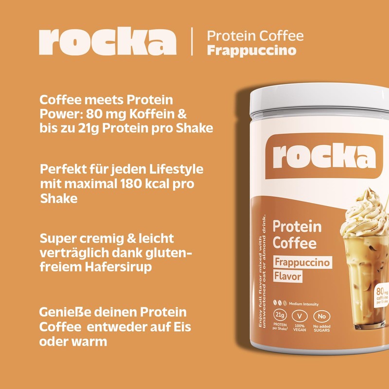 rocka Protein Coffee Vegan Protein Powder with Caffeine, Vegetable Protein
