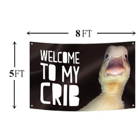 Welcome to My Crib Flag 5x8FT Cool Funny Flag Banner For College Dorm Bedroom Wall Decor Indoor Outdoor With 4 Brass Grommets (Duck Black 2, 5x8FT)