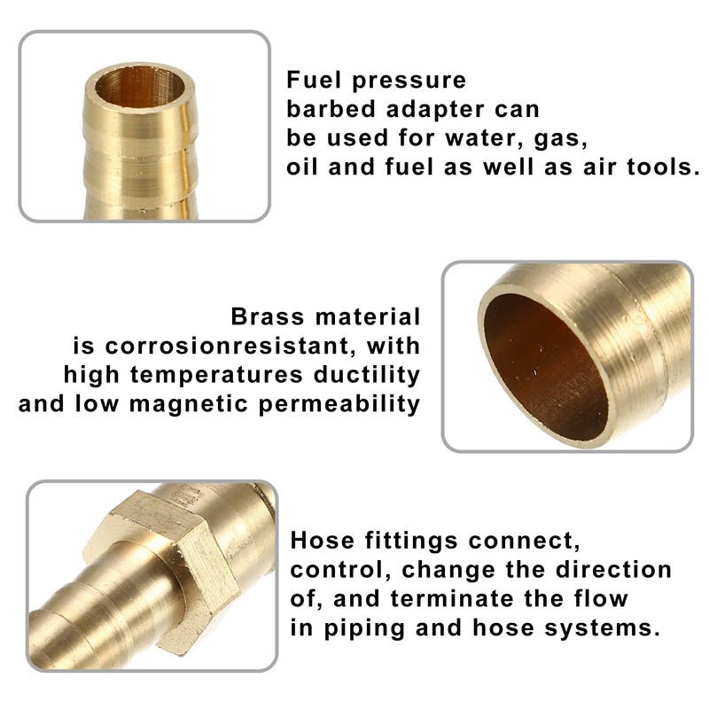 X AUTOHAUX 2 Pcs 14mm -10mm Straight Shaped Barb Brass