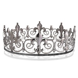 winvin Royal Full King Crown Metal Crowns And Tiaras For Wedding Birthday Christmas Costume Cosplay Valentine Party (Black White)