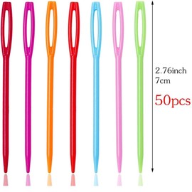 100Pcs Large Eye Plastic Sewing Needle, Colorful Plastic Sewing Needles for Kids Craft Needle Projects, Plastic Sewing Needles for DIY Sewing Handmade Crafts, Plastic Yarn Needle for Kids, Darning Needles, 2.75 Inches