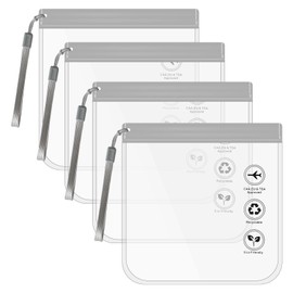 Widisun 4 Pcs Gray Clear Travel Toiletry Bag Gray Airport Security Liquids Bags 20x20cm Gray Portable Waterproof Clear Travel Bag for Men Women