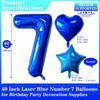 Laser Navy Blue Number 7 Balloons, 40 Inch Giant Blue