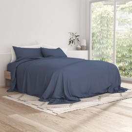 LINENS & HUTCH Sheet Set 3-Piece Microfiber Essential Ultra Soft Bedding, Twin, Navy