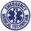 Emergency Medical Technician Patch - Round - Blue on White Twill