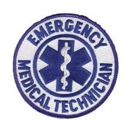 Emergency Medical Technician Patch - Round - Blue on White Twill