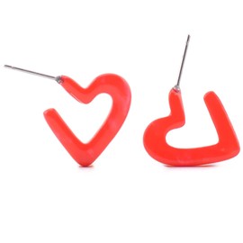 Red Valentines Hypoallergenic Heart Shaped Dangle Earrings | Red Tortoise Shell, Allergen Safe Earrings, Everyday, Statement, Lightweight, Dark Red, Acetate, Acrylic, Resin, Gift