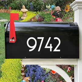 Diggoo White Mailbox Numbers Sticker Decal Die Cut Uzbek Style Vinyl Number 2" Self Adhesive 5 Sets for Mailbox, Signs, Window, Door, Cars, Trucks, Home, Business, Address Number