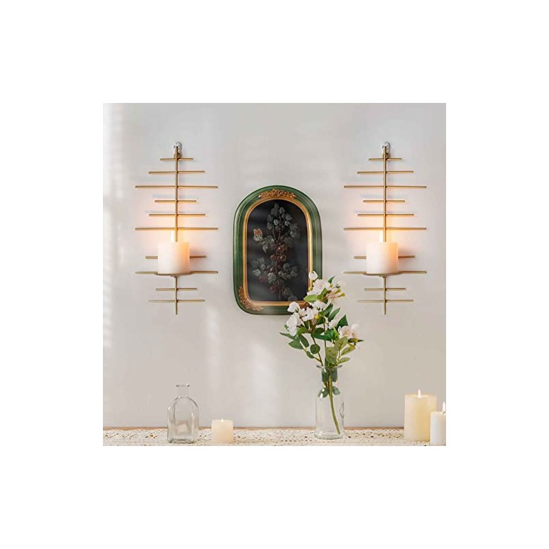 AIM & GGKK Gold Metal Candle Sconce Holder,Hanging Wall Mounted