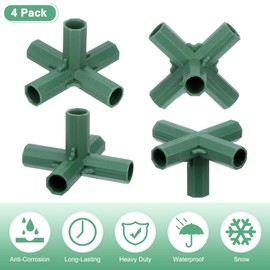 M METERXITY 12 Pcs 16mm Greenhouse Frame Building Connectors, 5 Way Right Angle Pipe Fitting for Grape Trellis/Sunscreen Shed/Gardening Plant Stakes, Greenhouse Accessories [Green]