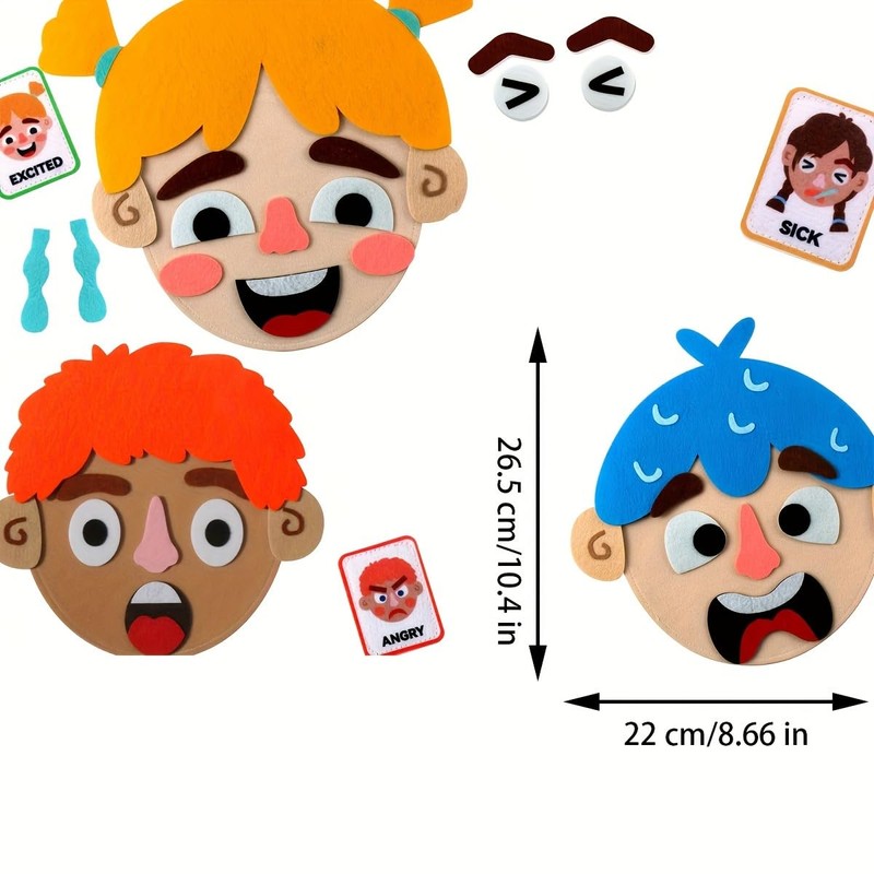WOBOX Children's Felt Expression Face DIY Activity Toy, Children's Social