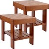 ZEONHAK 2 Pack 11 x 9 x 10 Inches Bamboo Step Stool, Bamboo Foot Stool, Bamboo Small Seat Stool for Garden, Living Room, Kitchen, Bathroom, Bedroom
