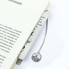 Acotar Creative Inspirational Bookmark - Stainless Steel Moon and Mountains Bookmarks with Chain Tassel, Reading Office Gift for Men Women Book Lovers (Mountain Moon Set A)