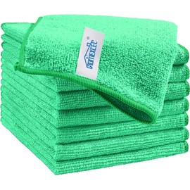 HOMEXCEL Green Microfiber Cleaning Cloth, 8 Pack Cleaning Towels for Kitchen, Lint Free, Scratch-Free, Highly Absorbent, and Reusable Cleaning Rags for