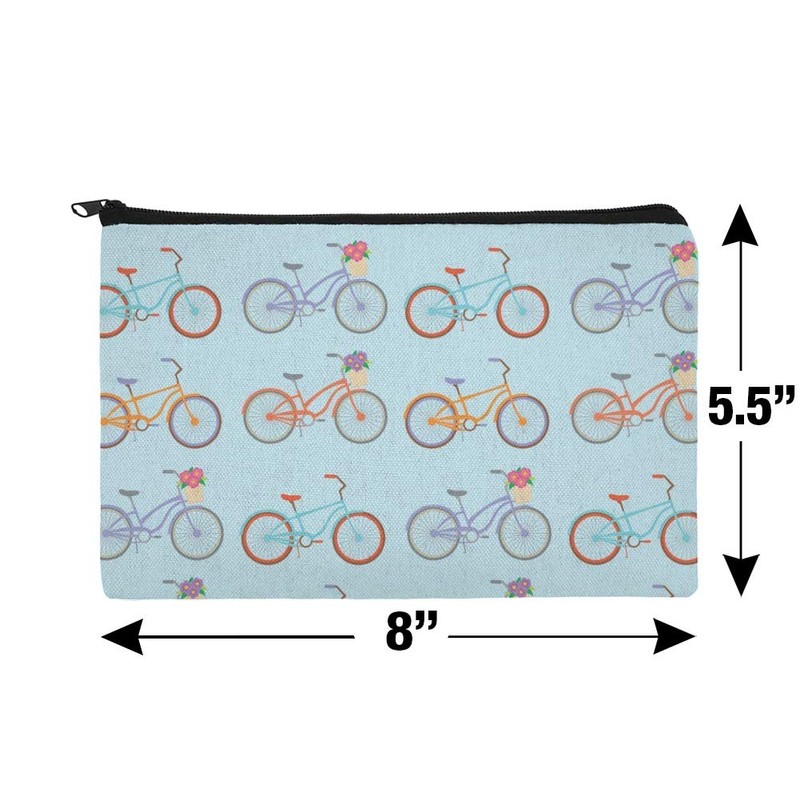 Bicycle and Bikes Pattern Makeup Cosmetic Bag Organizer Pouch