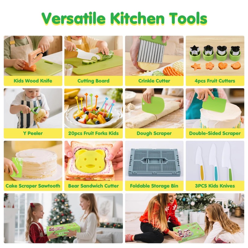 Vvsbpl 36Pcs Kids Knife Set for Real Cooking, Montessori Kitchen