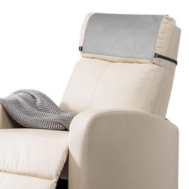 SCNK Recliner Headrest Protector-Faux Leather Headrest Covers for Recliners,Recliner Headrest Cover with Elastic Straps,Chair Headrest Cover for Recliner Protector 17 x 27 in(Light Gray)